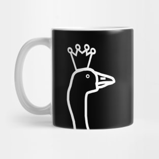 Minimal White Line Goose Wearing Stolen Crown Portrait Mug